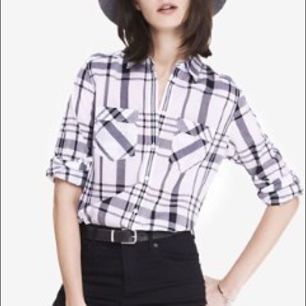 Express plaid boyfriend shirt
